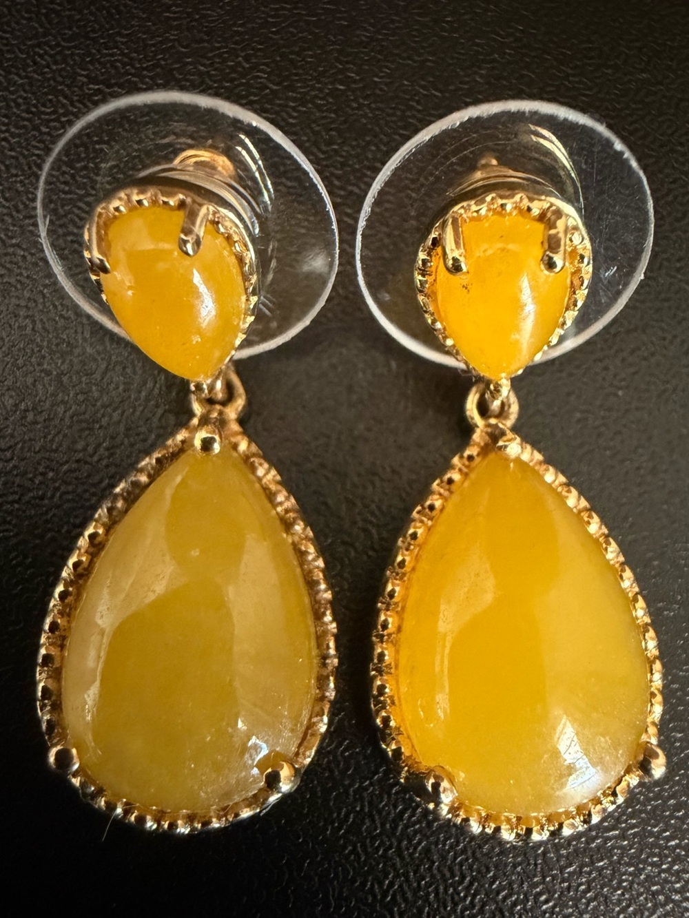 STS 925 GOLD VERMEIL STERLING SILVER YELLOW TEARDROP DROP EARRINGS INDIA